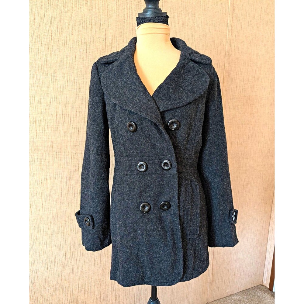 Forever Twenty One Women's Gray Wool Blend Lined Mid-Length Pea Coat M